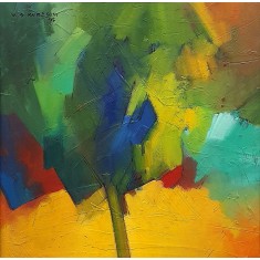 Saeed Kureshi, 18 x 18 Inch, Oil on Canvas, Abstract Painting, AC-SAKUR-008